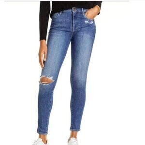 FRAME Denim Le High Saxon Wash Distressed Skinny Jeans Size 25 • Good Condition